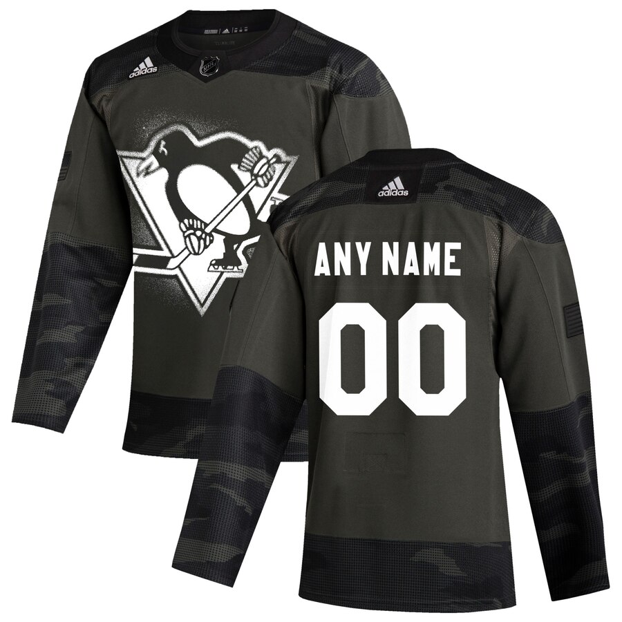 Pittsburgh Penguins Adidas 2019 Veterans Day Authentic Custom Practice NHL Jersey Camo->customized nhl jersey->Custom Jersey